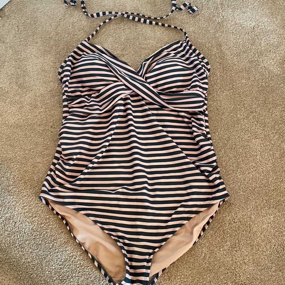 Isabel Maternity swimsuit green/white/pink striped